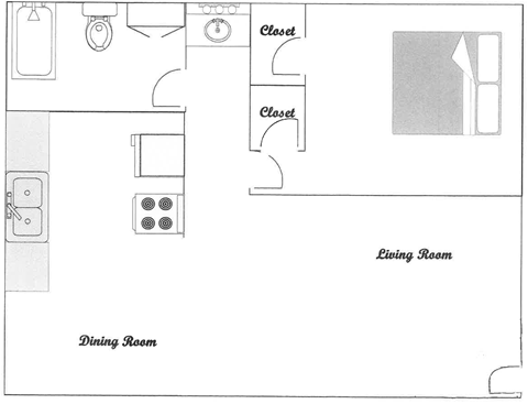 1 bedroom 1 bathroom Floor Plan at Tuscany Apartments, San Angelo